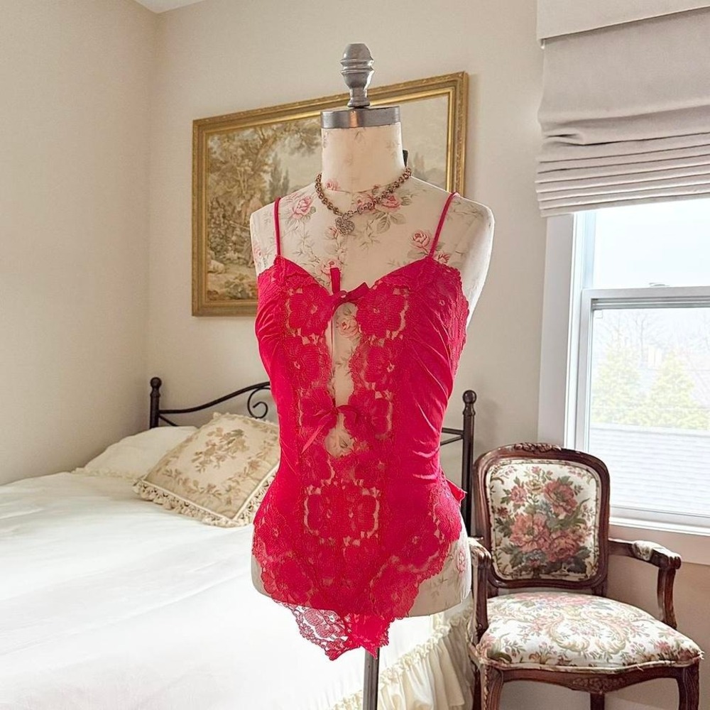 red lace teddy  Y2K red lace teddy‎ Nan Flower size medium